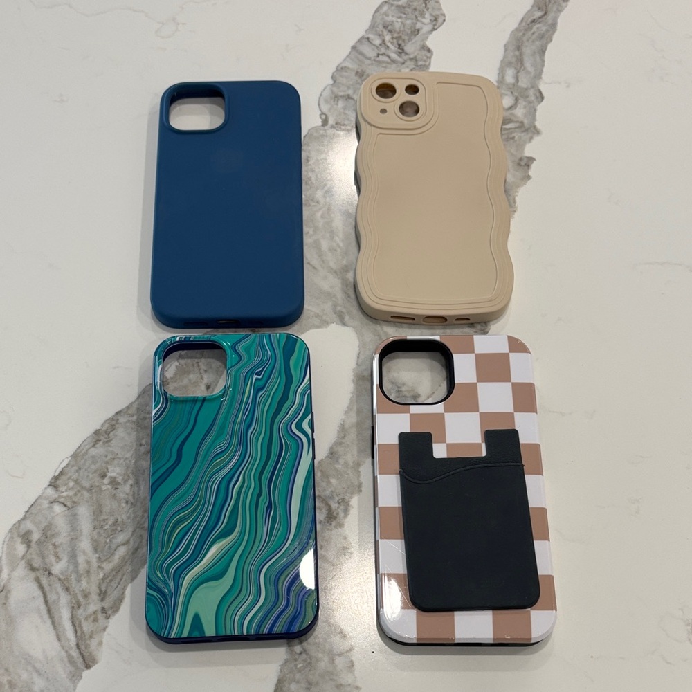 IPhone 13 Stylish Phone Cases Set of 4 - Blue, Beige, Green, Brown